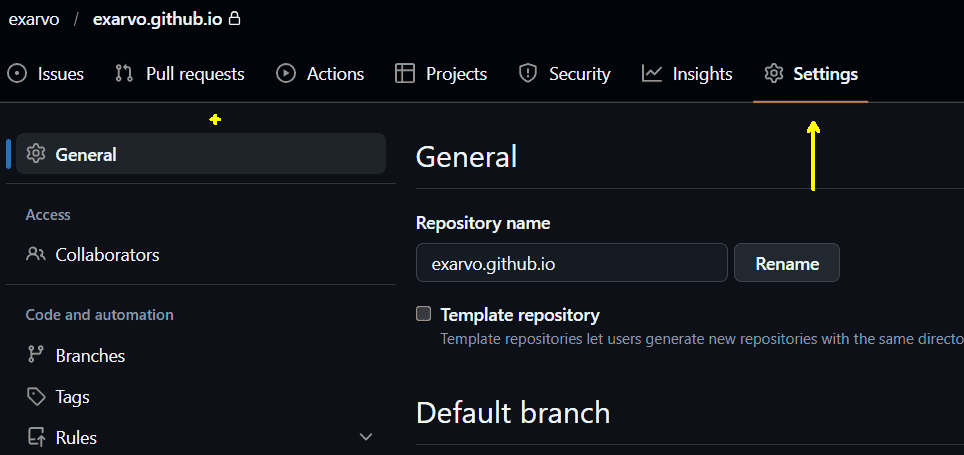 Repo Settings GitHub