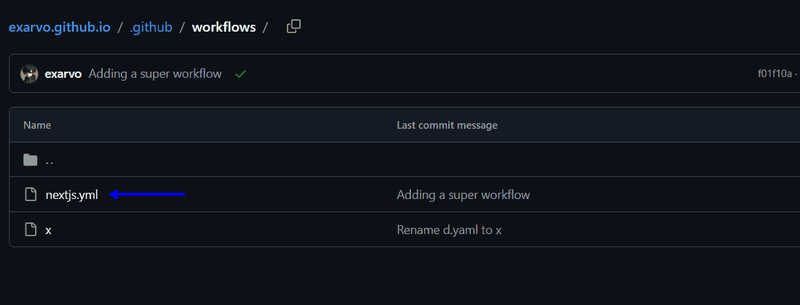 YAML file for GitHub Actions under .gihub/workflows directory